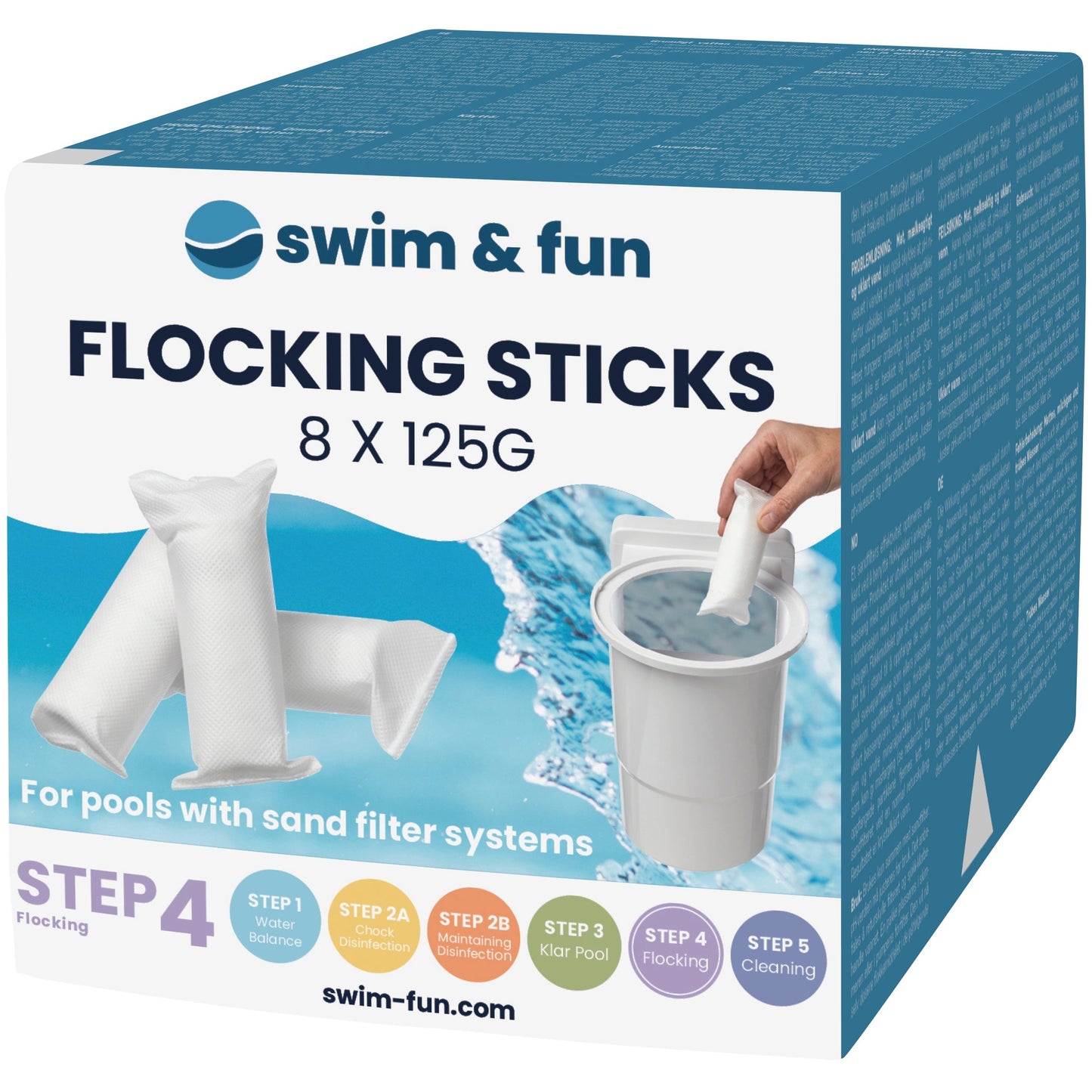 Swim & Fun Flocking Sticks 8x125g swimming pool water treatment box