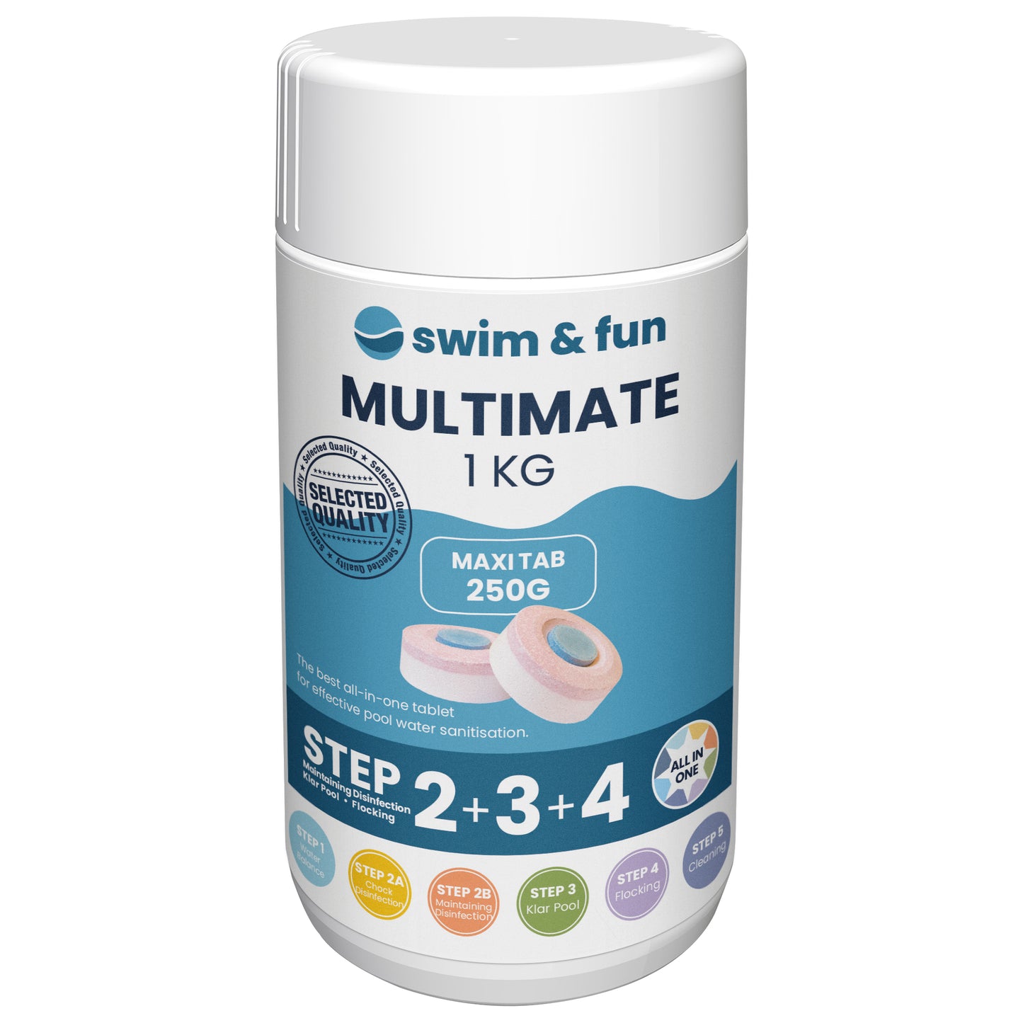 Swim & Fun MultiMate 250g 1kg pooltabletter for ren pool