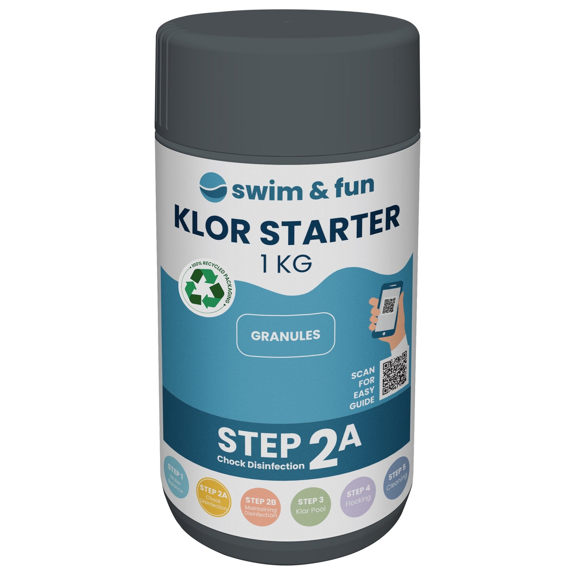 Swim & Fun Klor Starter Fast Dissolving Granules 1 kg til pooldesinfektion