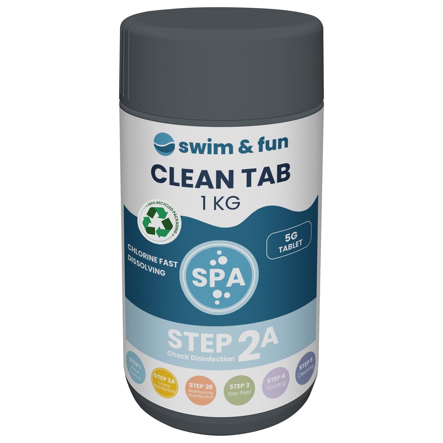 Swim & Fun Spa CleanTab 5g, 1kg beholder til desinfektion af badevand