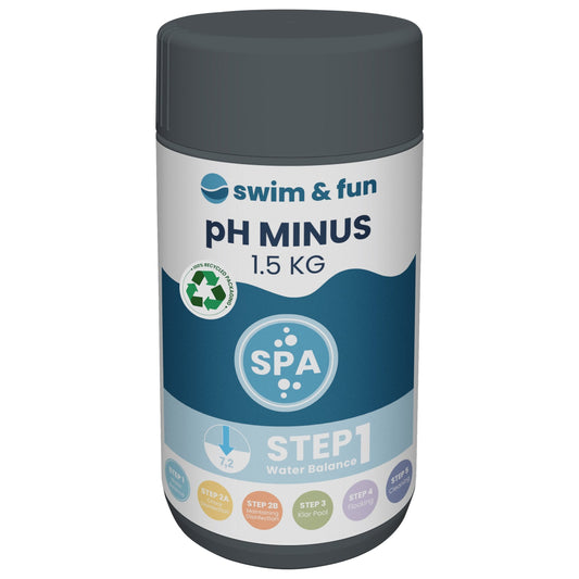 Swim & Fun Spa pH-Minus 1.5 kg til justering af vandets pH-værdi.